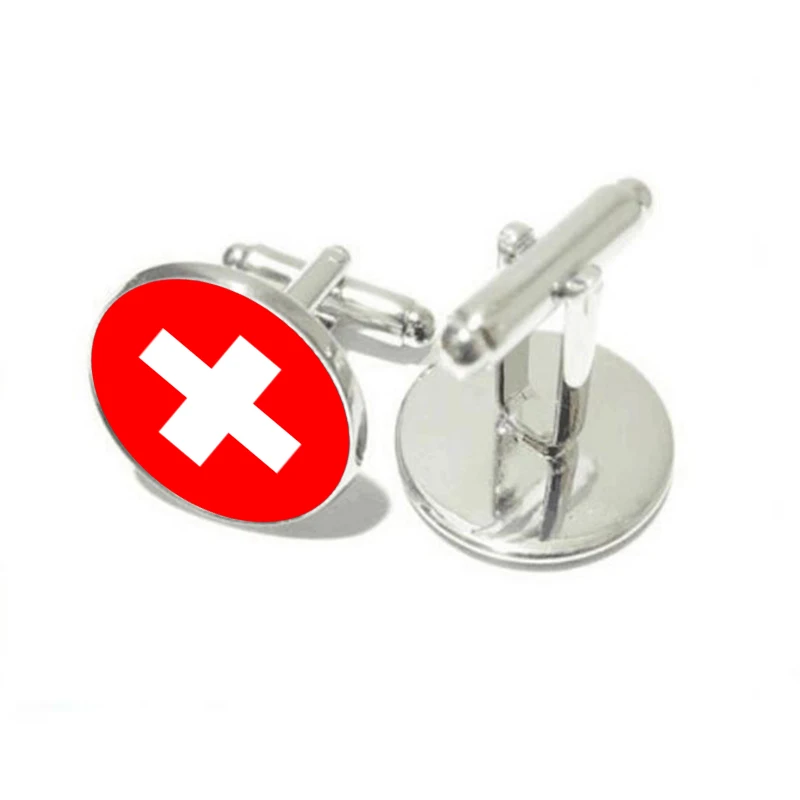 Высокое качество мужские ювелирные изделия Запонки флаг швейцарские запонки