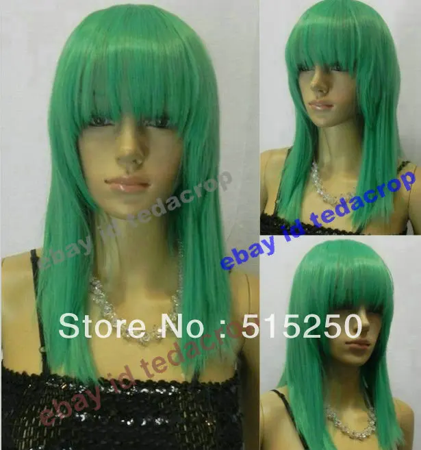 New anime cos cosplay wigs full hair wig straight short sea green |