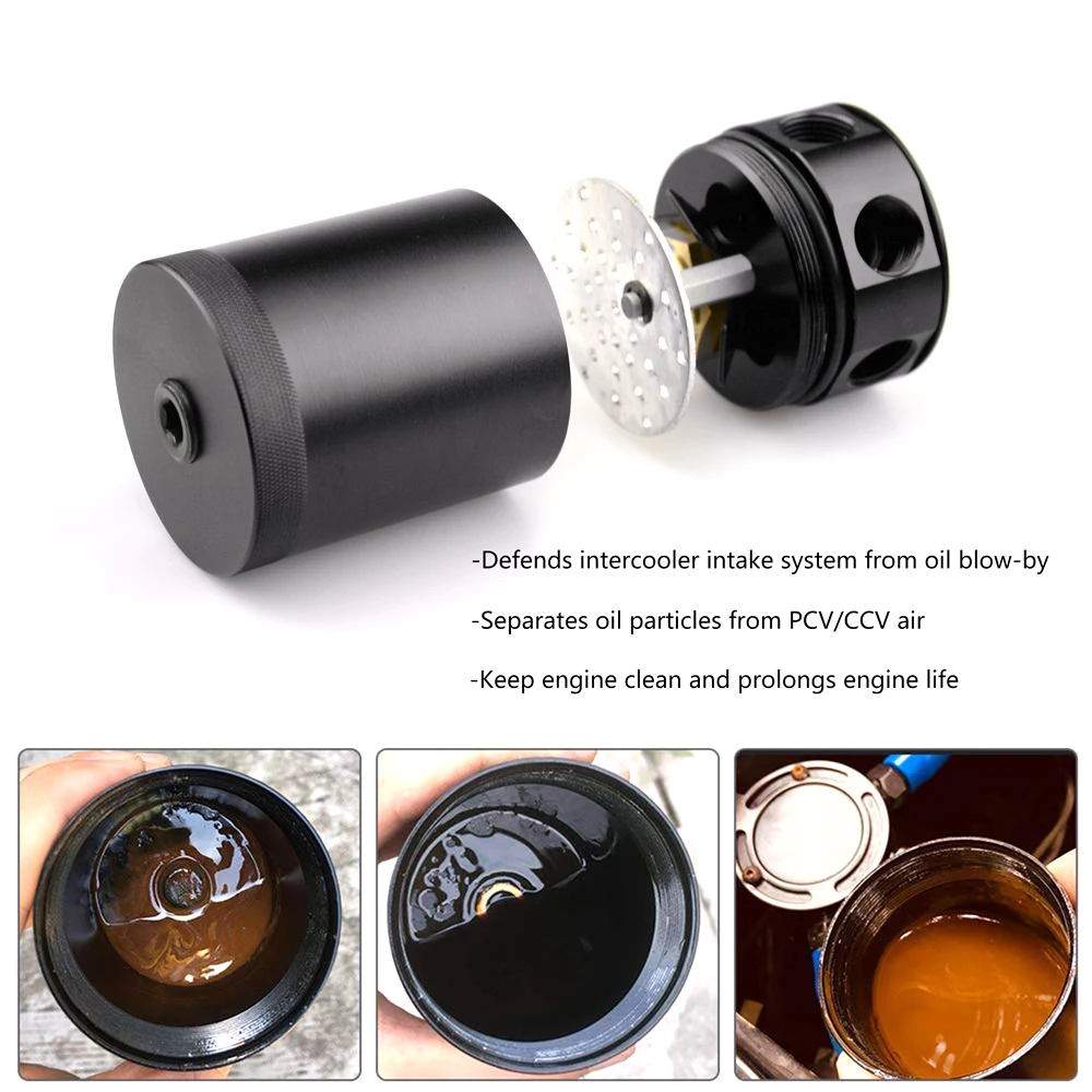 Универсальный Алюминий тупик 3 Порты и разъёмы маслоуловитель/Танк/комплект