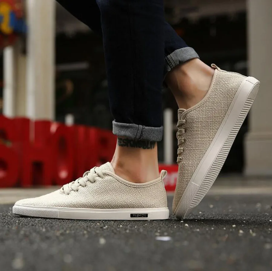 Summer Concise and Comfortable Men's Shoes Canvas Low-cut Breathable Casual Versatile Linen Tide Solid Colors | Обувь
