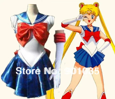 

FREE SHIPPING Sailor Moon Costume Cosplay Uniform Fancy Dress Up Fantasy Outfit & Gloves