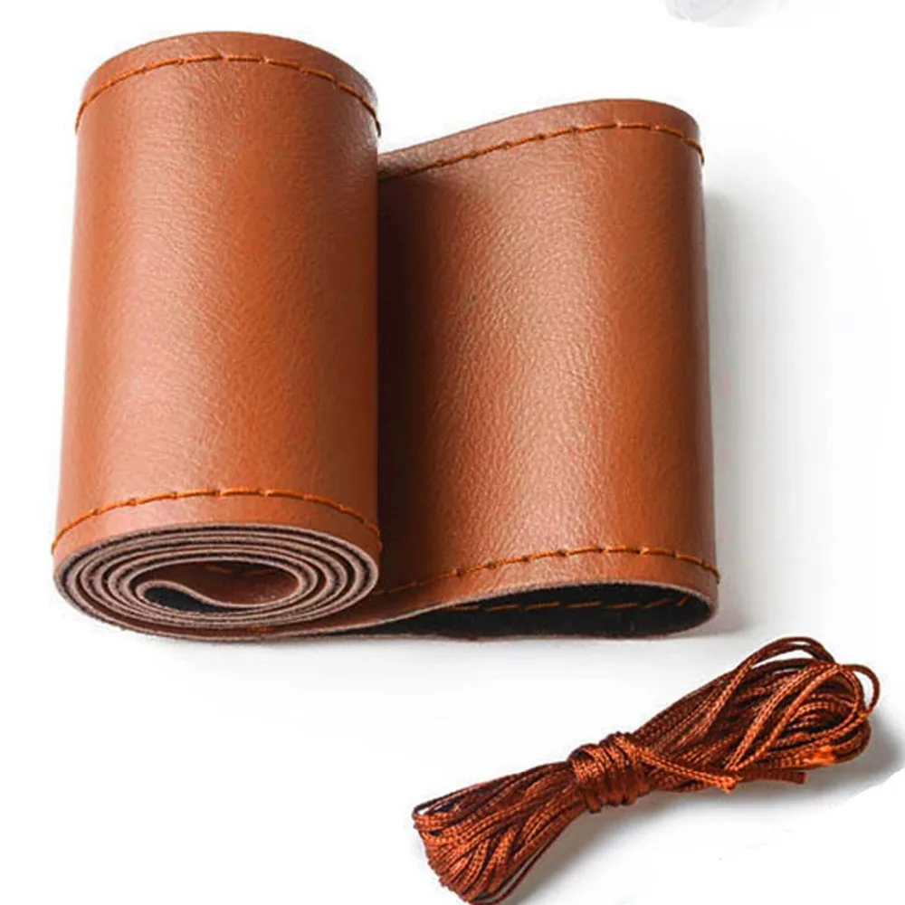 FLY5D 38Cm DIY Leather Car Steering Wheel Hight Quality Non-Slip Covers With Needle and Thread Auto Accessories | Автомобили и