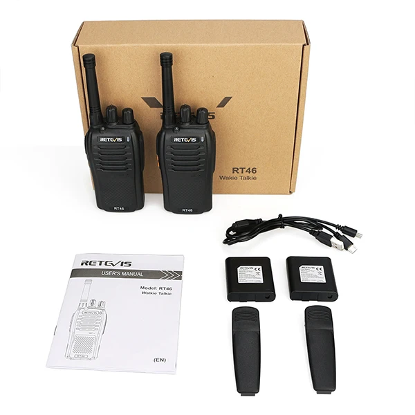 Пара RETEVIS RT46 Walkie Talkie PMR радио PMR446/FRS Портативное двухстороннее радио VOX Micro-usb зарядка Li-Ion(или AA) батарея