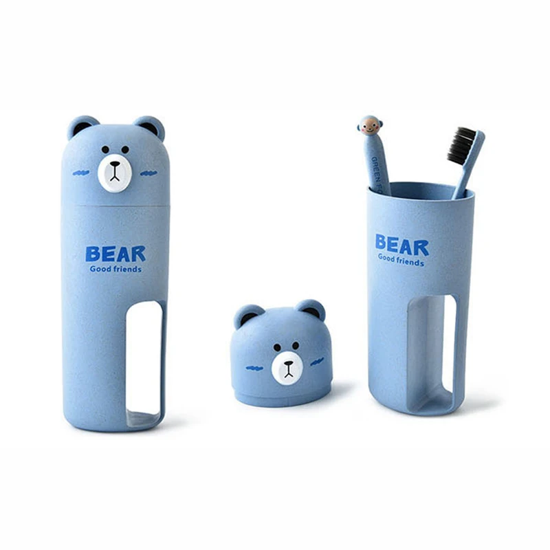 

Travel Toothbrush & Toothpaste Holders Portable Toothbrush Storage Box Contain Brush Cup Lovely cart0on Shape Wheat stalks