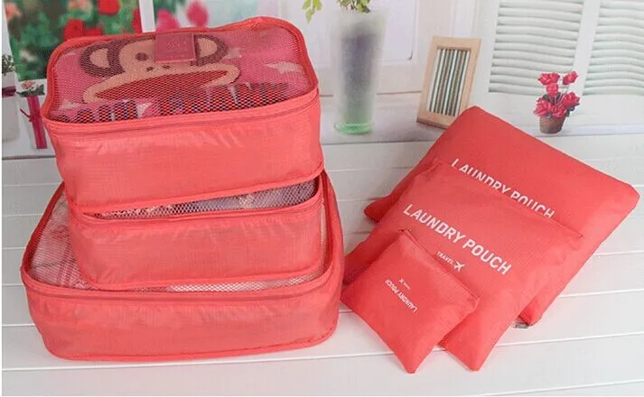 Watermelon red 6 шт. дорожная сумка для хранения багажа дорожные сумки чехол Упаковка для обуви сумка кубической формы набор аккуратная одежда чемодан-органайзер сумка дорожная сумка - Цвет: Watermelon red