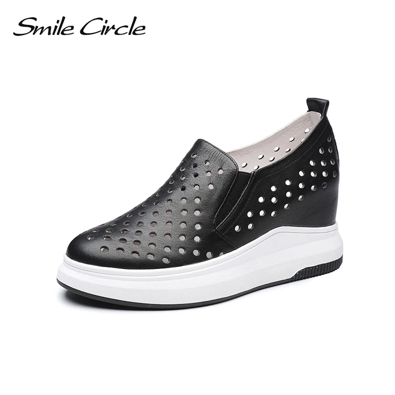 Женские кроссовки Smile Circle весенние дышащие из натуральной кожи на плоской