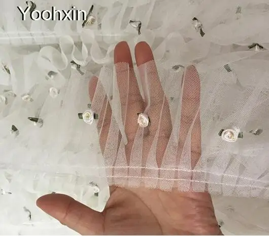 Роскошная вышивка 9 см белая и розовая Цветочная 3D кружевная ткань отделочная