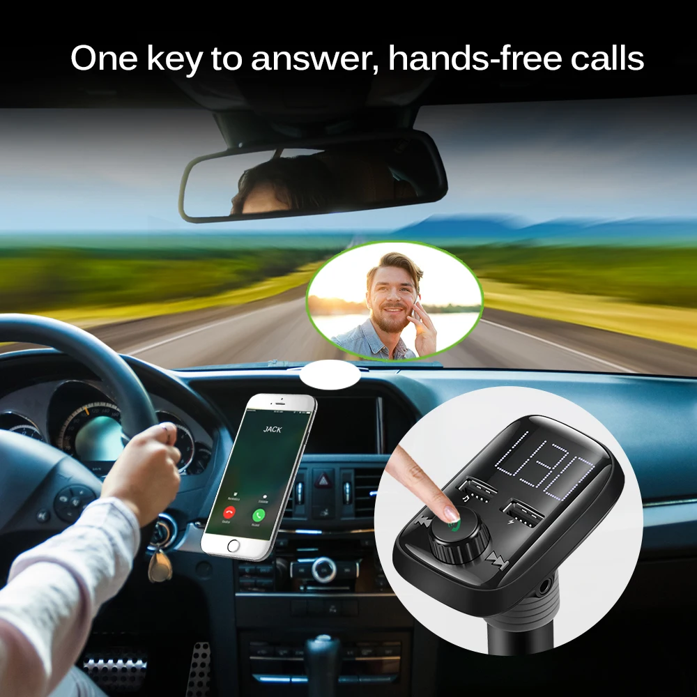 FM трансмиттер Onever автомобильный с поддержкой Bluetooth и 2 USB портами|fm transmitter|fm transmitter