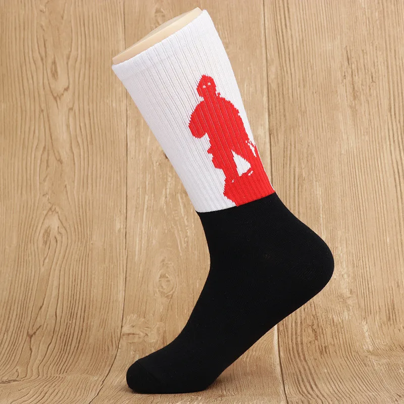 Высокие эластичные хлопчатобумажные мужские носки спортивные унисекс Открытый