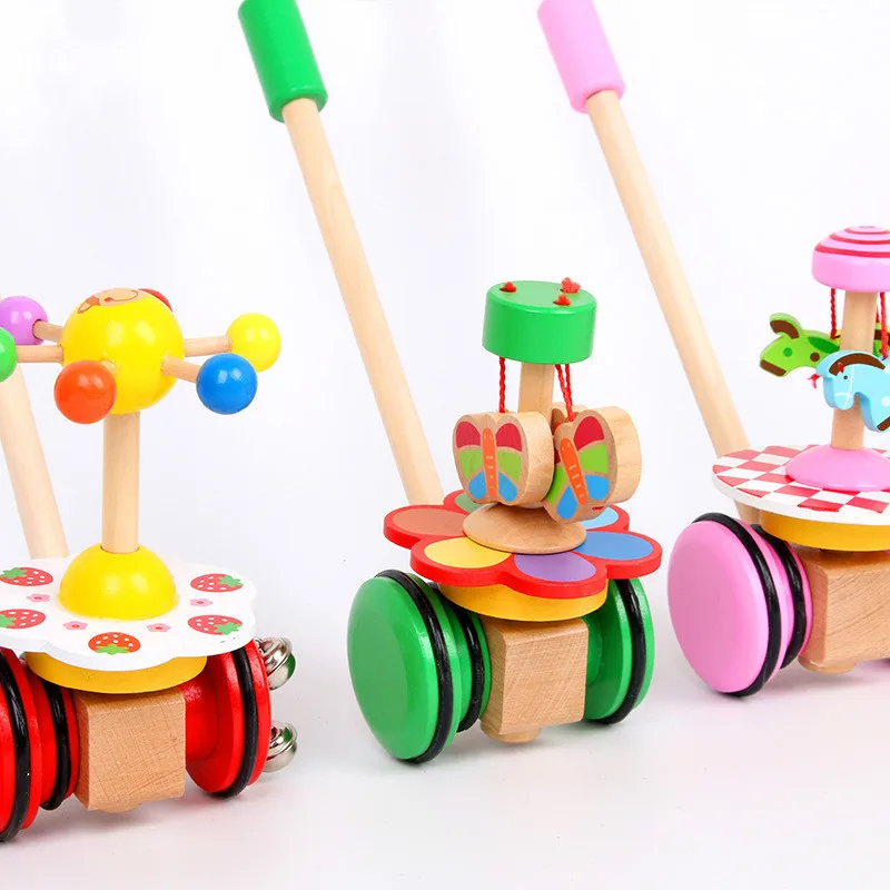 Деревянные детские игрушки ходунки Монтессори дошкольные одиночная коляска