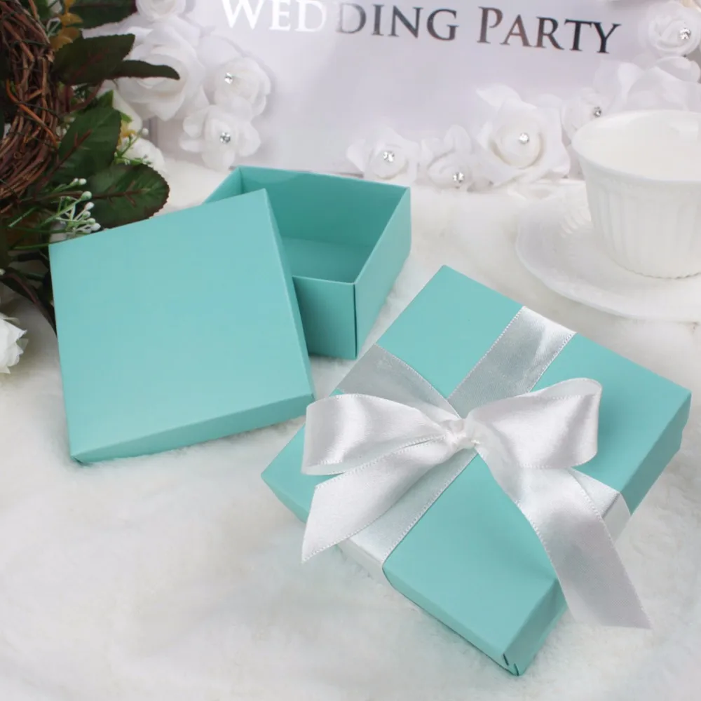 

2 Size Turquoise Wedding Candy Box Jewelry Gift Packing Boxes Favor Sweets Chocolates Box 100pcs\lot Free shipping