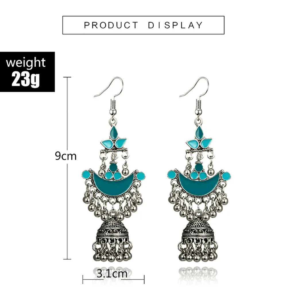 Индийские ювелирные изделия Длинные маленькие колокольчики с кисточками серьги