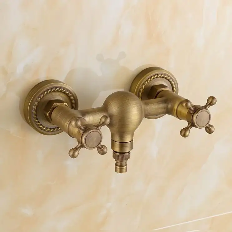 

Free Shipping Euro Style Antique Bronze Finish Dual Handle Toilet Faucet Bibcocks Wall Mounted Washing Machine Faucet Taps Bath