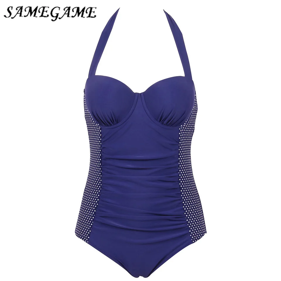 Женский слитный купальник SAMEGAME купальный костюм в стиле ретро с эффектом пуш ап