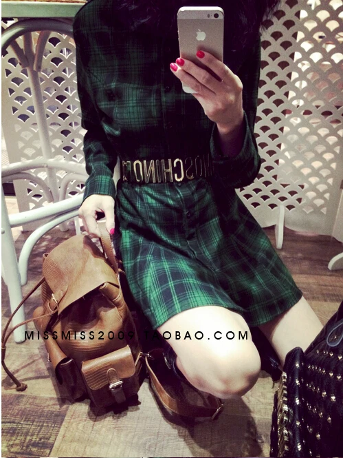 New arrival winter casual plud thick tops dress Korean version plaid shirt H2411 | Женская одежда