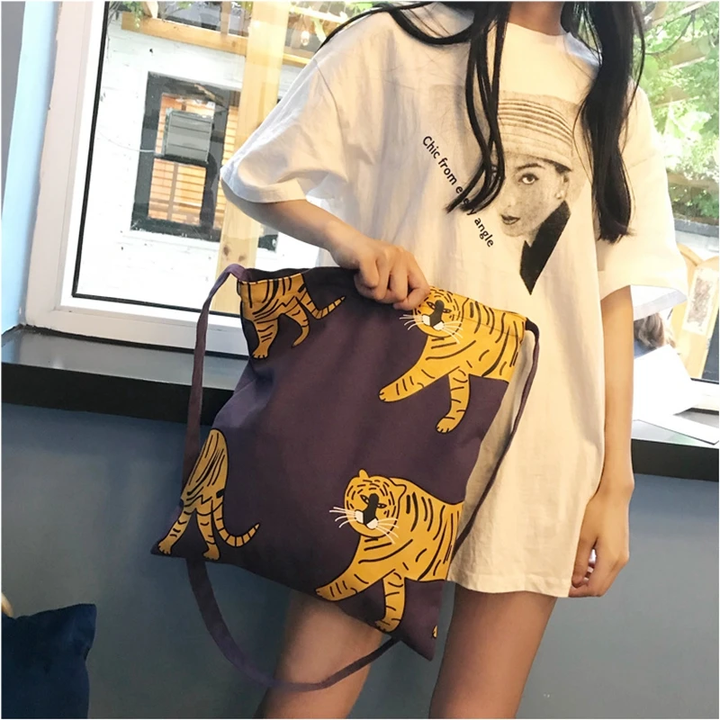 Youda корейский новый пакет мультфильм рисунок принт женские холщовые сумки