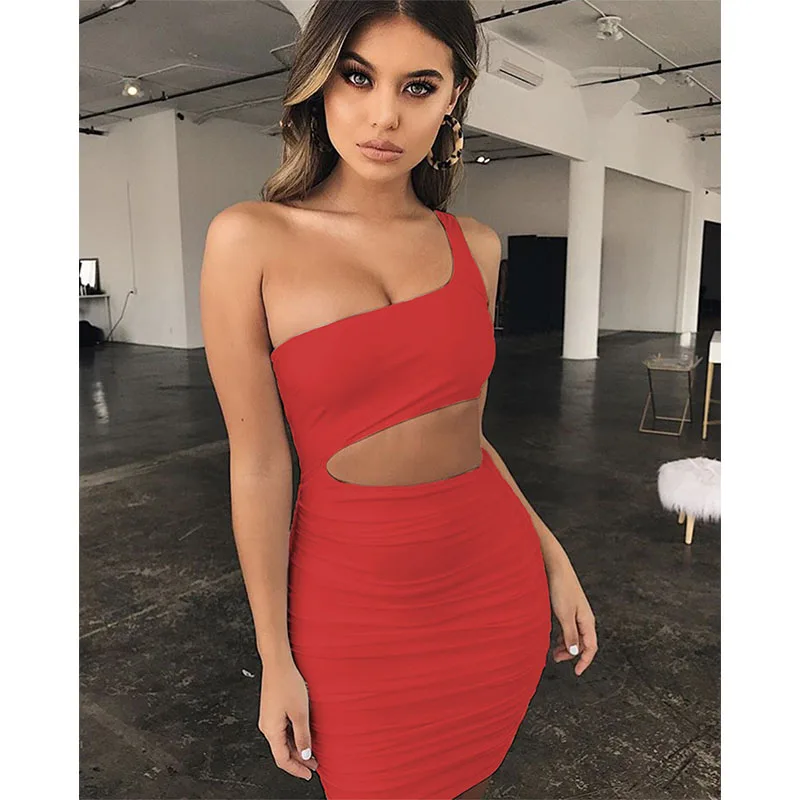 Большие размеры Sexy Новые сексуальные женские платья на одно плечо Модные