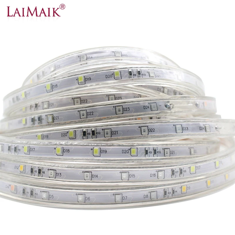 LAIMAIK SMD2835 светодиодный светильник Светодиодная лента 220 В перем. Тока 48