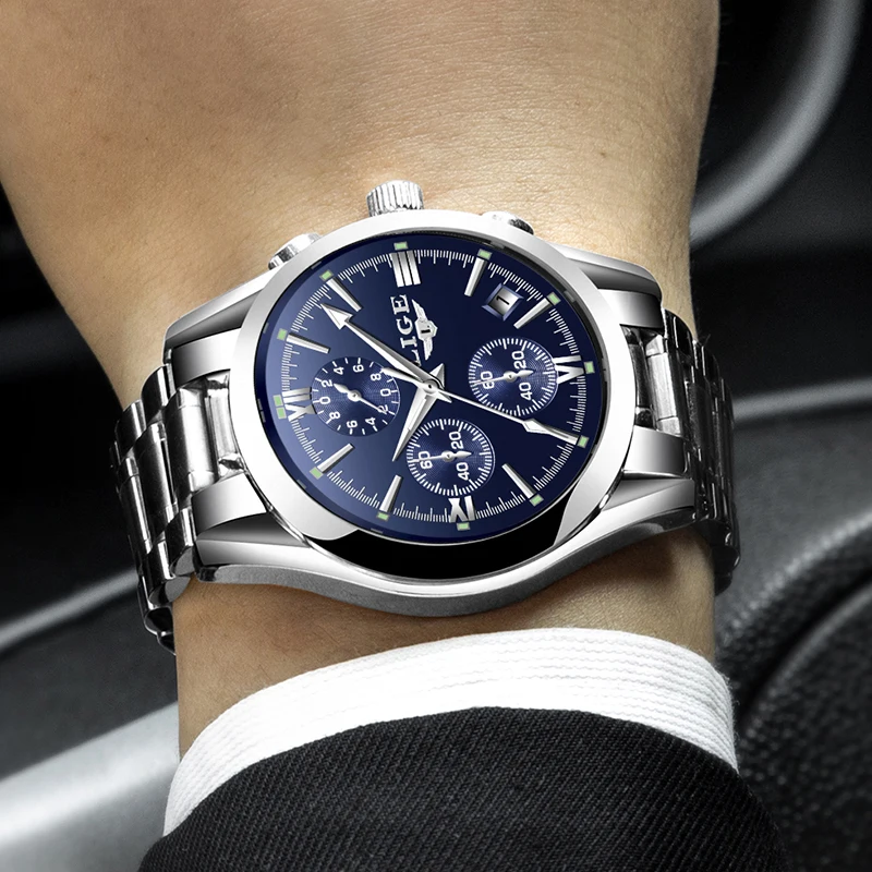 LIGE новые мужские часы лучший бренд класса люкс модные деловые кварцевые