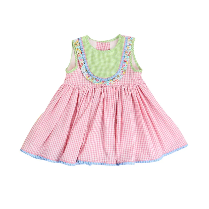 2019summer New Arrivals Baby Girls Cotton Grid Pink Princess Dress Children Spanish High Quality Comfortable Soft | Детская одежда и