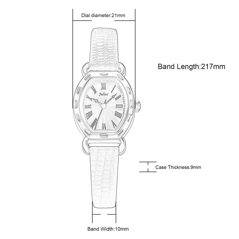 JULIUS Small Dial Rome Number Leather Strap Women's Quartz Watches with Gift Watch Case Relogio Feminino Montre | Наручные часы
