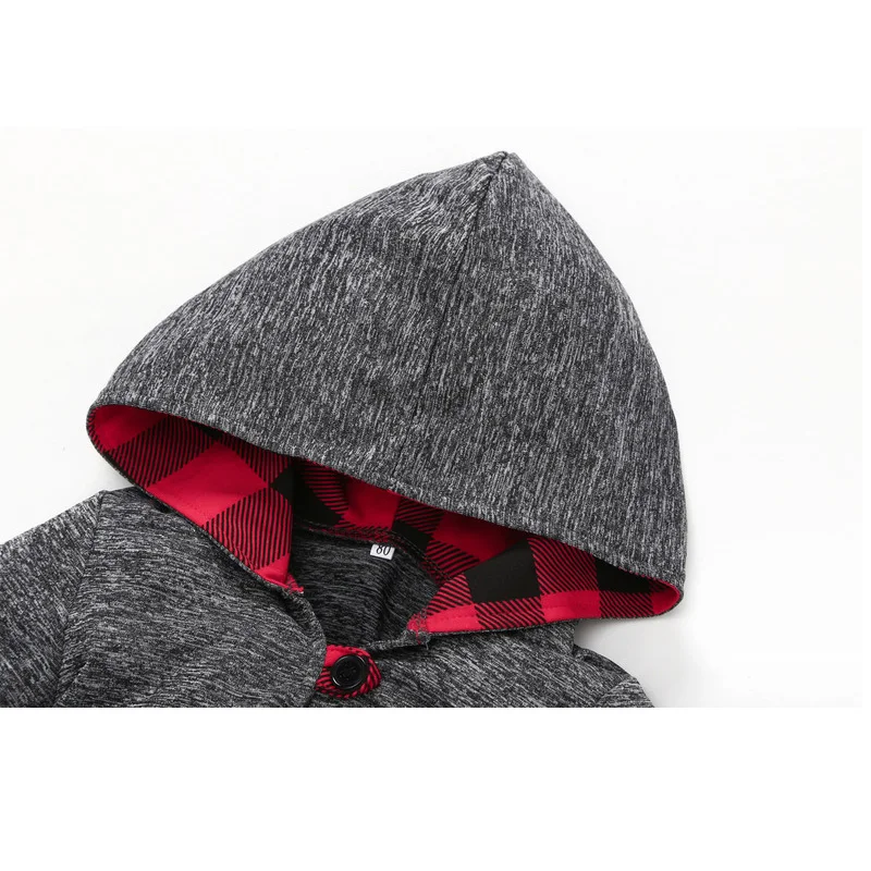 Толстовка с капюшоном BOTEZAI для мальчиков на весну и осень в клетку принтом