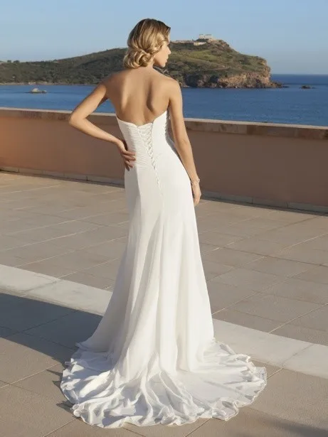 White Bridesmaid Dress for Beach Weddings Off the Shoulder Beaded Chiffon Sweetheart Lace Up Back Vestidos De Festa Long | Свадьбы и
