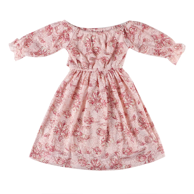 

Kaiya Angel 2019 New Fashion Design Lace Dress Three Quarter Kids Spring Summer Clothes Party Wedding Girls Boutique Dresses