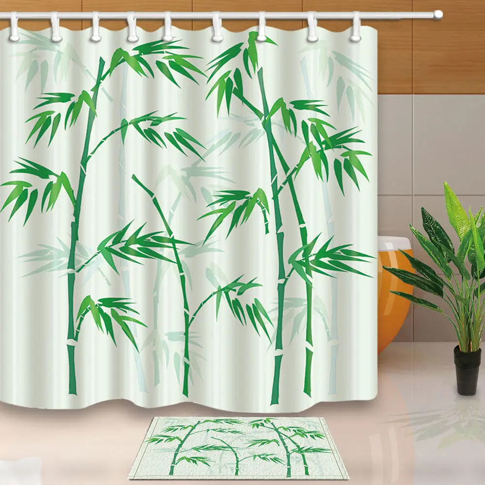 Bamboo Forest Shower Curtains High Quality Bath Screens Home Decoration Polyester Fabric Waterproof and Mildew Proof with Hooks | Дом и сад