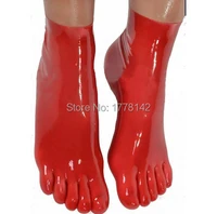 red latex rubber toe socks gummi 0 4mm unisex hosiery socks size m