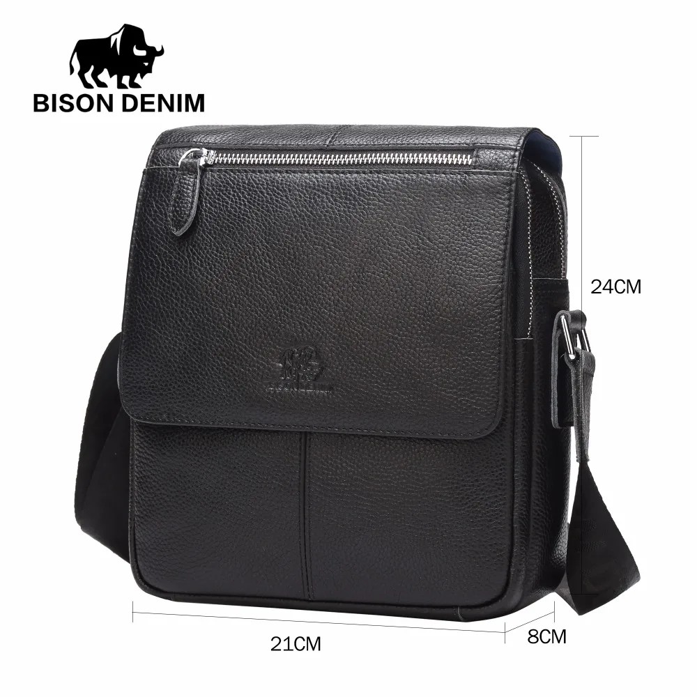 BISON DENIM бренд сумки для мужчин на плечо пояса из натуральной кожи мужчин's