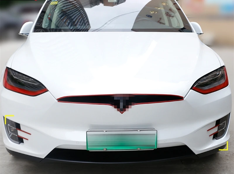 Для TESLA MODELX модель X- 2 шт хром ABS передняя противотуманная фара рамка цветная полоса украшение крышка отделка наружное украшение