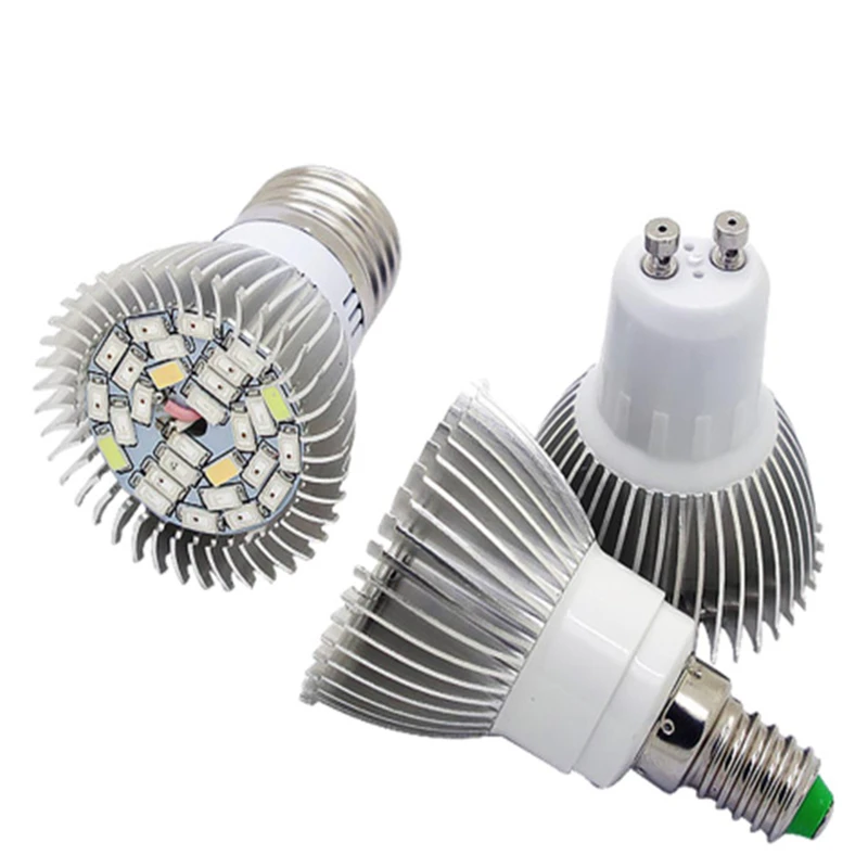 Светодиодсветильник лампа для выращивания растений GU10 E27 SMD5730 18 28 светодиодов УФ