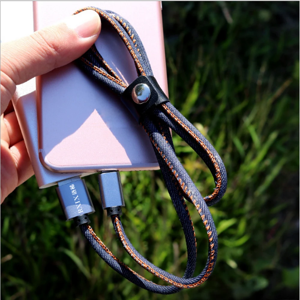 100 шт. 2 4 A 1 м кабель Micro USB Type C прочный джинсовый плетеный для синхронизации данных