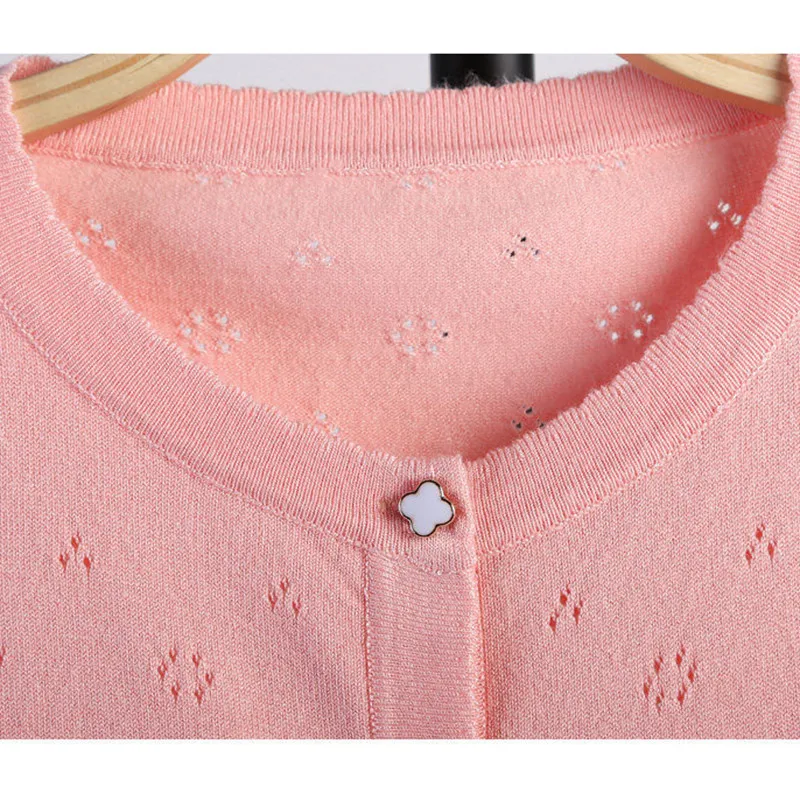 Women Hollow Knitting Cardigan Sweater 2019 Fashion Long Sleeve Coat Spring Summer Thin Shawl Short Jacket Female Solid Knit Top |