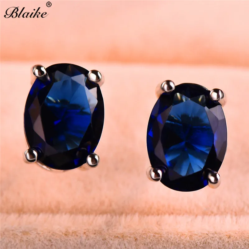 Уникальные женские серьги гвоздики Blaike из циркона цвета морской