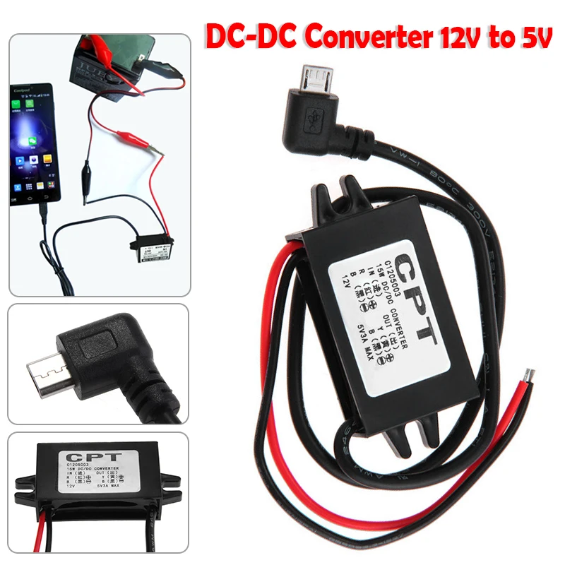 DC преобразователь от 12 В до 5 3 А понижающий модуль питания Micro USB|Кабели адаптеры и