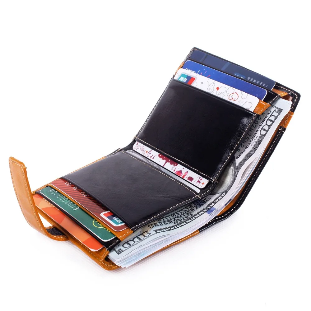 RFID блокирующий женский кошелек из воловьей кожи натуральной Женский в три