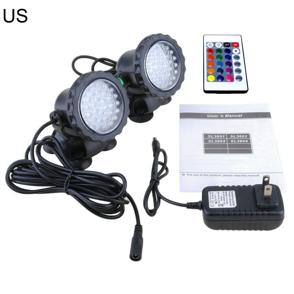 2 шт. подводный светильник Водонепроницаемый погружной Точечный с 36 светодиодный