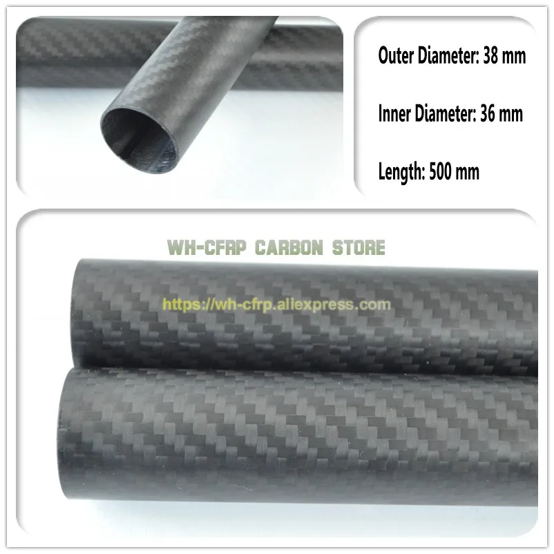 

38mm ODx 36mm ID Carbon Fiber Tube 3k 500MM Long (Roll Wrapped) carbon pipe , with 100% full carbon, Japan 3k improve material