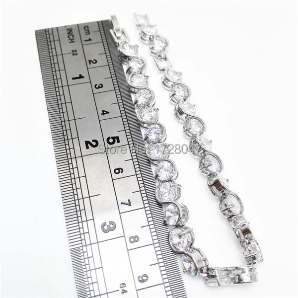 Женский браслет из циркония для свадьбы с покрытием натурального белого |