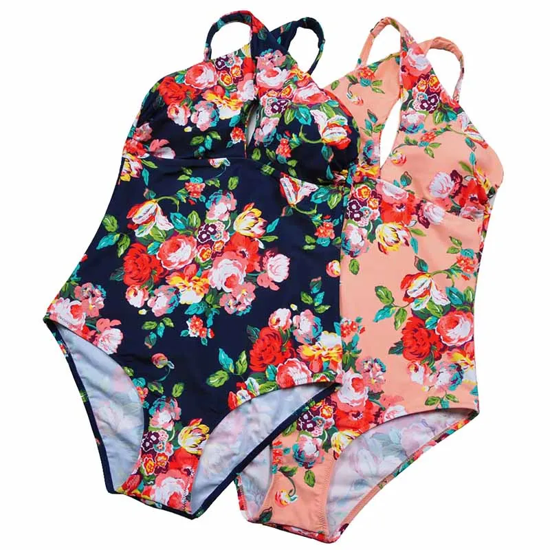 

Beach Women Print Monokini One Piece Swimwear 2019 New Plus Size Swimsuit Hollow Out Bathing Suit Criss Cross Swimming Suits
