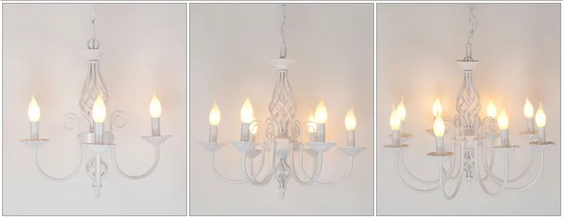 Винтажная люстра из кованого железа E14 светильник в виде свечи металлический