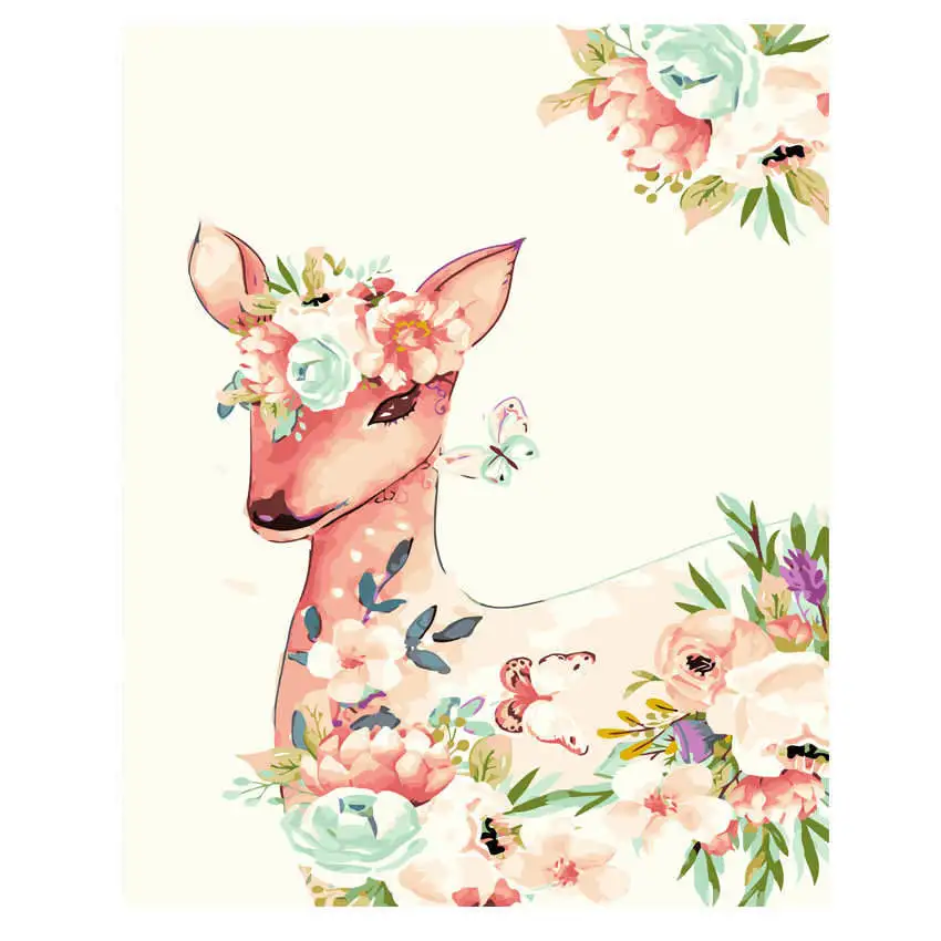 deer Painting Акриловые краски цвета, Рисунок Краски для украшения гостиной, сексуальная женщина, Diy масляные краски ing по номерам - Цвет: deer Painting