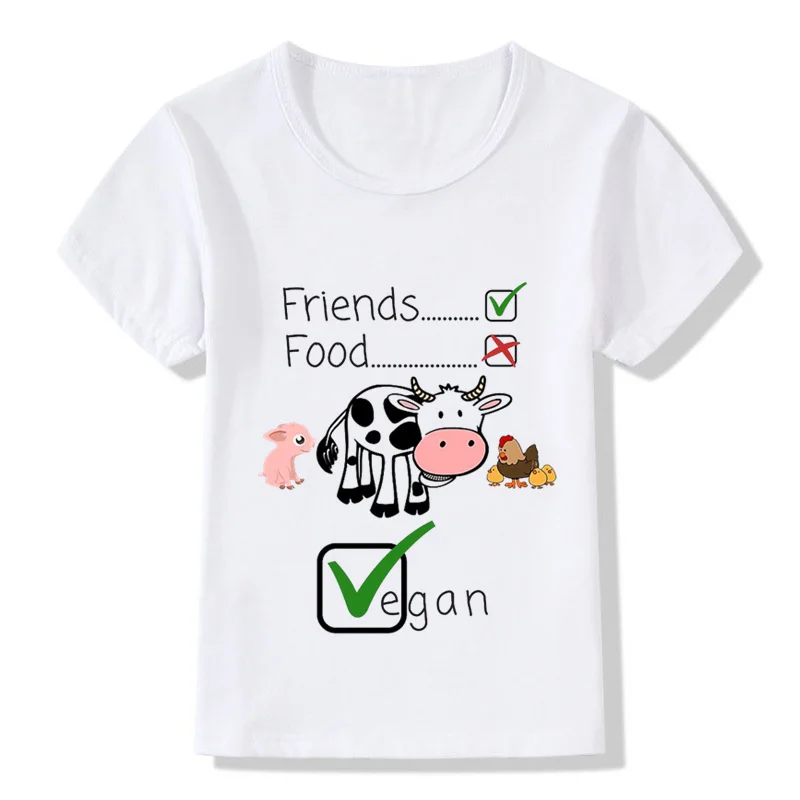 Animals Are Friends Not Food Design/Детские Забавные футболки топы для маленьких мальчиков и