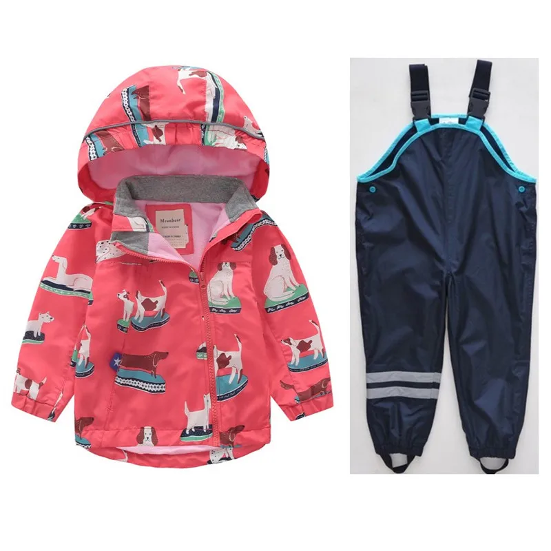 

New girls windbreaker spring and autumn children windproof jacket baby hooded jacket + pants