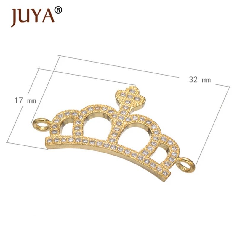 jewelry findings components gold crown charm connectors diy fashion bracelets necklace fittings micro paved cz stone | Украшения и