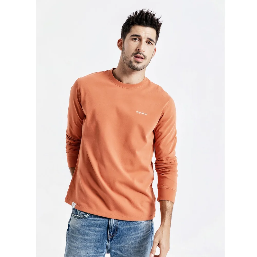 Футболка SIMWOOD мужская с длинным рукавом повседневная тенниска из 100% хлопка