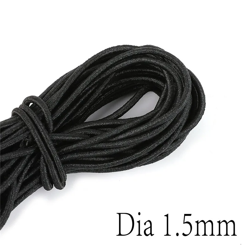 1.5mm 2 Meters Black Strong Elastic Rope Cords Bungee Shock Stretch String for Crafts DIY Outdoor Project Tents Kayak Boat Bag Luggage - Цвет: 1.5mm