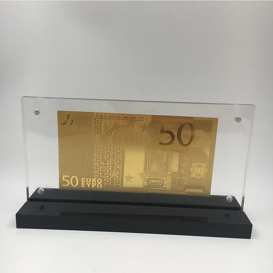 PET Материал евро 50 банкнота ближнего света в центре сообщений течение 24K gold для